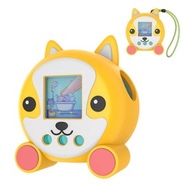 FIOPAZ Cute Silicone Case for Punirunes Virtual Pet Case, Protective Skin Cover Compatible with Punirunes Interactive Digital Pet Case, Punirunes Case with Lanyard (Yellow Dog)