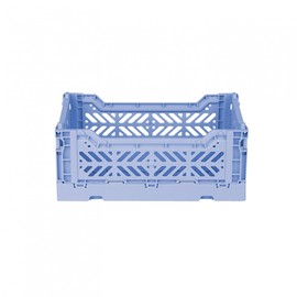 Ay-Kasa Folding Crate, Sturdy Folding Box, Plastic, Stackable, Baby Blue, Mini (27 x 17 x 11 cm)