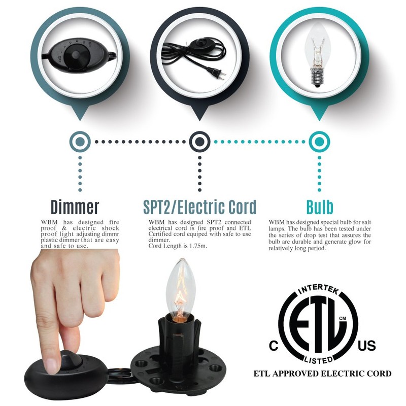 Himalayan Glow Original Replacement Electric Cord with (ETL Certified) Dimmer