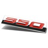 Auto Dynasty Chrome Finish Metal Emblem 350 Badge, (Red Letter)