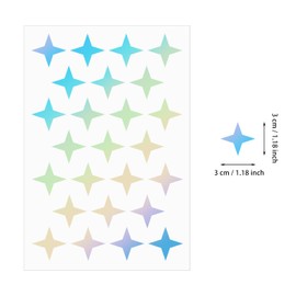 ONLYKXY 5sheet 1.18in Four-pointed Star Self Adhesive Silver Glitter Lable Holographic Reward Sticker Decal for Teacher DIY Craft Christmas Decor Photo Card Car Case Cup Bottle Small Item Applique Tag