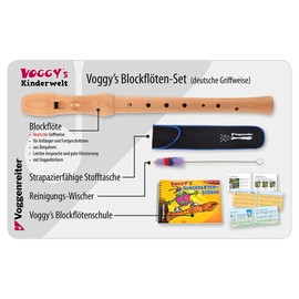 Voggy's Blockflöten-Set (dt. GW): Ahornflöte, Tasche, Wischer + Buch im Karton