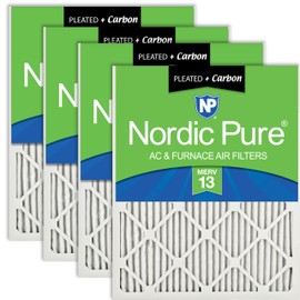 Nordic Pure 16x20x1 (15_1/2 x 19_1/2 x 3/4) Pleated Air Filters MERV 13 Plus Carbon 4 Pack