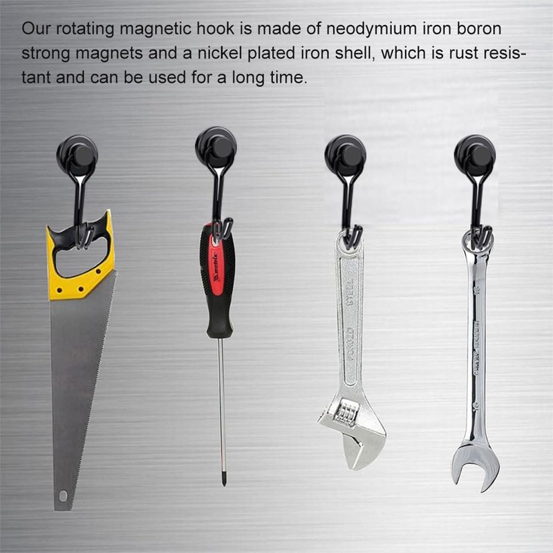 KARELLS Black Magnetic Hooks, Magnetic Hooks, Pack of 4 Magnetic