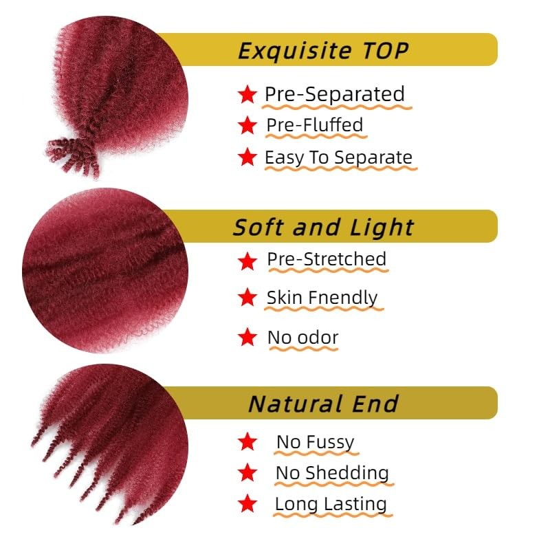 Generic Extensiones de cabello Afro Twist, preseparadas, elásticas y elásticas