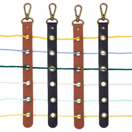 FREEBLOSS 4 Stück Garn Organizer Aus PU Leder 6 Löcher Garnspaltwerkzeug Mit Verschluss Für Garntasche 2 Farben Strickgarn Zarter Häkelgarn Teiler Zum Häkeln Und Stricken Unterwegs 10'' lang