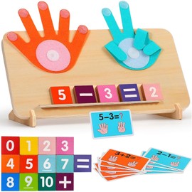 Wooden Maths Toy Counting Learning for Children, Educational Calculation Game 3 4 5 6 Years, Montessori Math Counting Toy, Finger Counting Learning Toy, Early Educational Toy for Boys and Girls