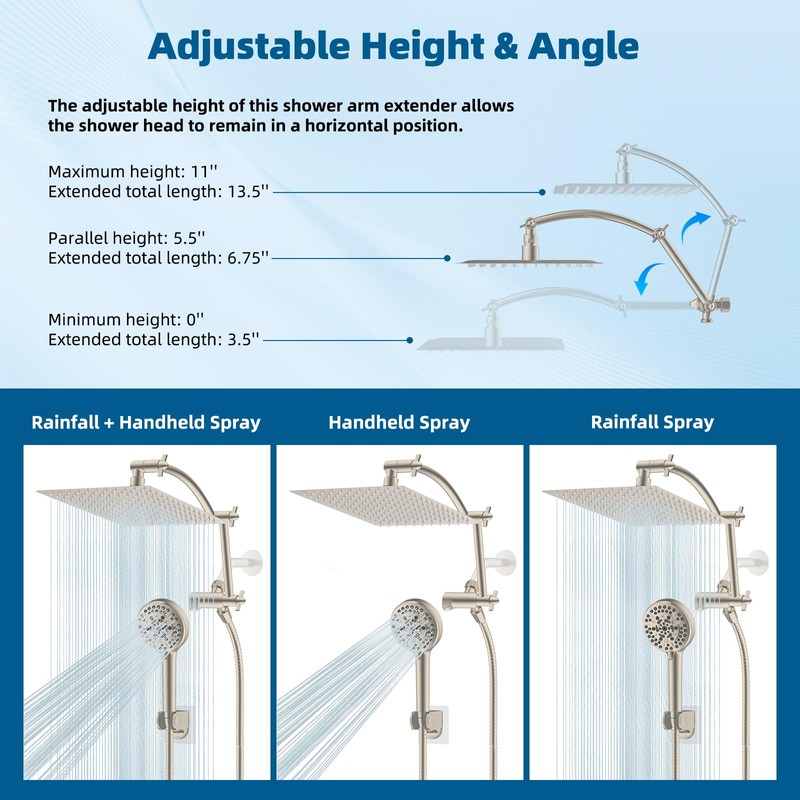 Hibbent All Metal Shower Head, 12'' High Pressure Rain Shower