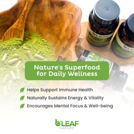 B'Leaf Nature Moringa Capsules Organic 1000mg — Pure Moringa Oleifera Leaf Powder Capsules for Energy & Immune Support | Non-GMO Gluten Free Vegan Superfood | 180 Veggie Capsules