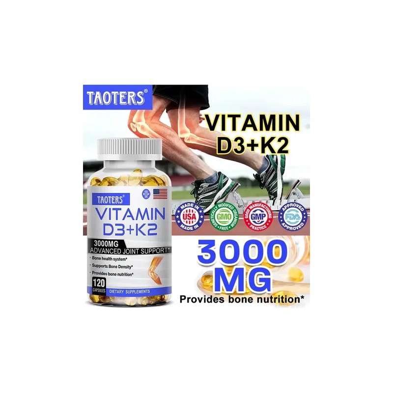 Taoters K2d3 120 Cápsulas, Vitamina D3, K2, Sin Sabor