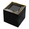 bUCLA 100PCS Black Square Plastic Plates with Gold Rim -