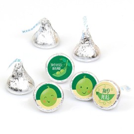 Big Dot of Happiness Double the Fun - Twins Two Peas in a Pod - Baby Shower or First Birthday Party Round Candy Sticker Favors - Labels Fit Chocolate Candy (1 Sheet of 108)