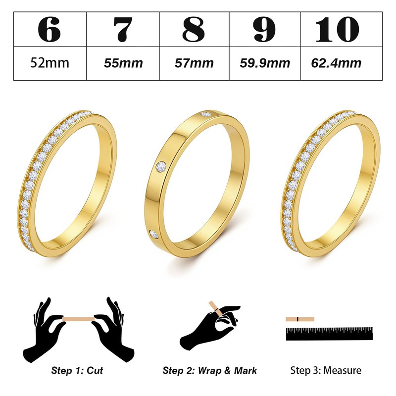 Emibele 3 Pack Gold Stackable Rings for Oura Ring 5/Oura