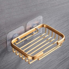 Gold Bar Soap Holder for Shower Wall, Stainless Steel Adhesive Soap Dish for Bathroom, Drill Free Soap Holder Storage Rack Soap Dishes, Soap Dishes