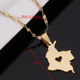 Colombia Map Pendant Necklace for Women Gold Color Jewelry Map of Colombian Jewelry