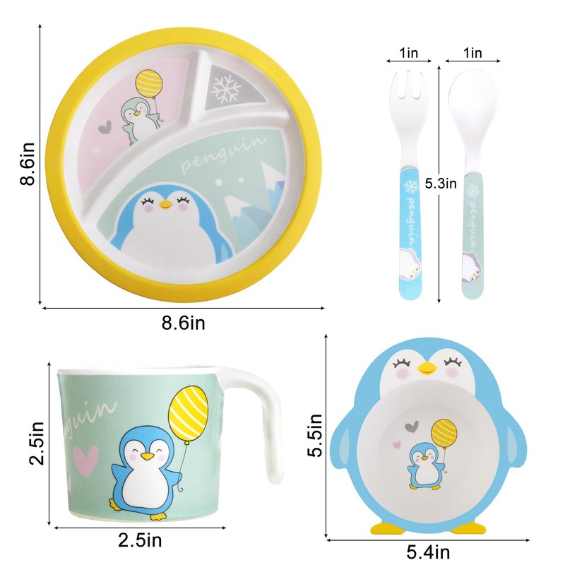 Kids Feeding Set 5 Pcs, Tableware Set for Toddlers Includes