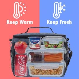 OPUX Insulated Lunch Bag for Men Women, Soft Lunch Box for Office Work School Picnic, Leakproof Lunch Cooler Bag with Shoulder Strap for Kid Adult Boy Girl, Medium Lunchbox Lunch Tote (Heather Navy)