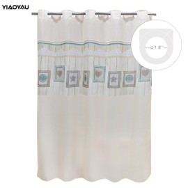 YIAOYAU No Hook Water-Repellent Polyester Fabric Shower Curtain for Bathroom, Machine Washable (70.5x78.5 inch), Classic Style Design, Beige Color