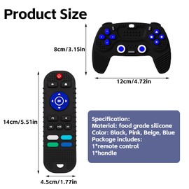 2-Pack Baby Teether Toys Silicone Toddler Sensory Toy Chew Toys Educational, TV Remote Control Shape Teething Toys for Babies 6-18 Months (Pink)