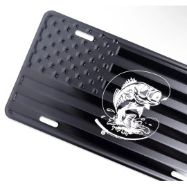 BLVD American Flag w/ Large Mouth Bass Embossed Fishing License Plate Tag