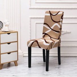 Lalluxy Stretchy Parson Chair Slipcovers for Dining Room Chair seat Covers Chair Protectors for Party Pet Protection Universal Fit Soft Polyester (Set of 6, Beige Waves)