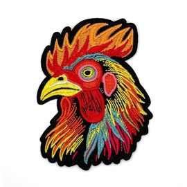3.5" Chicken Patch - Embroidered Chicken Backwoods Farm Animals Birds Applique Appliques Iron On Sew On Patches for Holes, Clothing, Jeans, Hat, Backpacks, Clothes - Chicken Iron On Patch