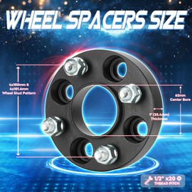 TadaMark 4x100 & 4x101.6 1in Hubcentric Wheel Spacers, Forged 4 Lug Adapters, Fit for Golf Cart EZ GO Club Car, 62mm Bore with 1/2" x 20 Studs 4pcs