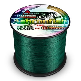 Ashconfish - Hilo de pesca trenzado (8 hebras, 100 m, 60 libras, resistente a la abrasión, líneas trenzadas, sin estiramiento, verde musgo.