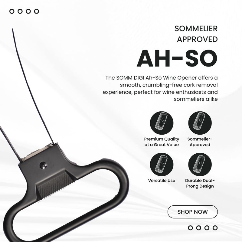 SOMM DIGI Sommelier Approved Ah-So Wine Opener with Corkscrew -