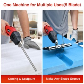 NLBFOU Hot Knife Cutting Tool Kit for Grooving/Sculpture/Cutting Air Cooled 200W (5 Blades) Pro Slotter Cutter Electric Hot Knife Foam Cutter for EPP, EPS, XPS, EVA, EPE, KT Board, Sponge