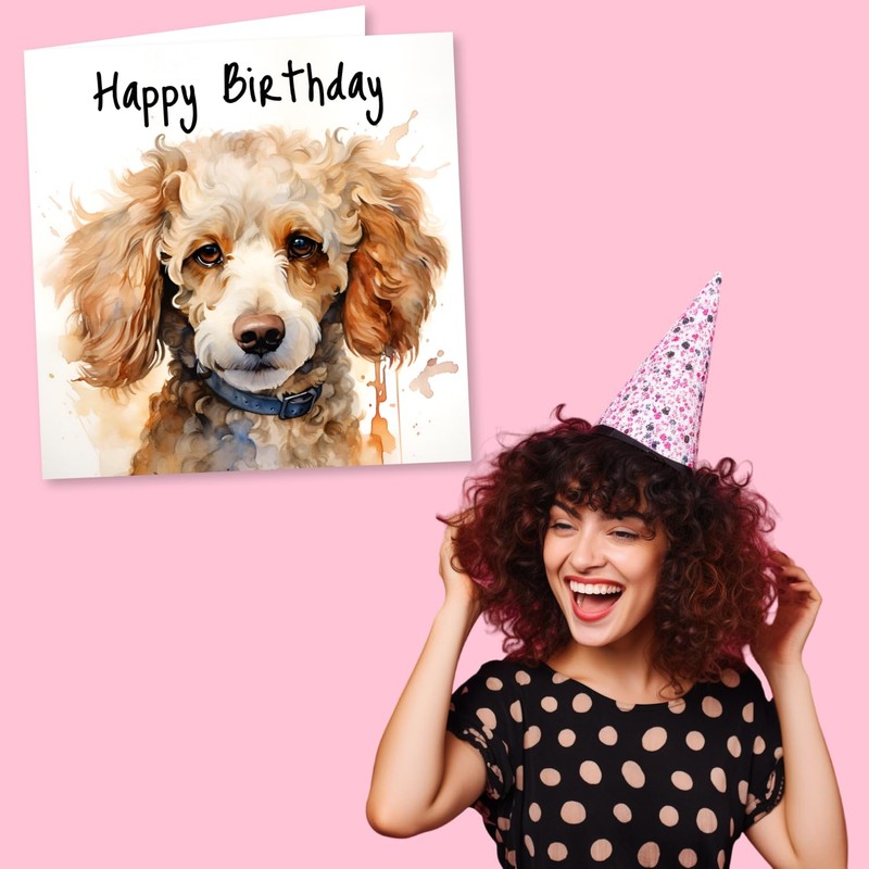Toy Poodle Birthday Card - Happy Birthday - Dog Design