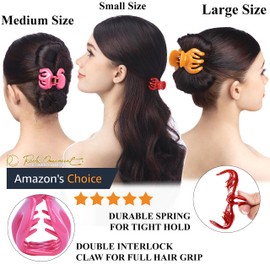 RC ROCHE ORNAMENT 12 Pcs Womens Octopus Claws Jaw Pumpkin Hair Clips Interlocking Teeth Strong Hold No Slip Grip Quality Clutcher Clamp Classic Beauty Fashion Accessory, Small Classic Multicolor