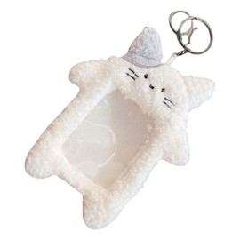 Tustao White Cute Plush Photocard Holder Keychain, Cartoon Bear Rabbit Cat Photo Sleeve Cartoon Plush Photo Sleeve Protective Case Photo Albums, Disposable Drinking Straws Frames and Accessories