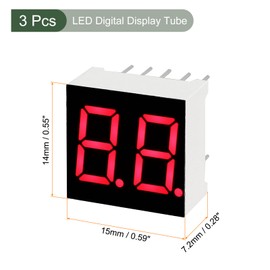 YOKIVE 3Pcs LED Display Digital Tube, LED Segment Displays Common Anode 2 Bit 7 DIY Great for Appliances, Instruments, Car Accessories, 0.35" Red, (10 Pin)