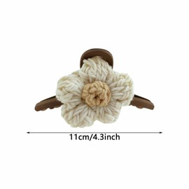 2 PCS Hair Claw Clips Braided Fluffy Plush Flower Hair Catch Barrette Jaw Clamp for Women Girls Strong Hold Half Bun Hairpins for Thick Thin Hair Stylish Curly Hair Accessories