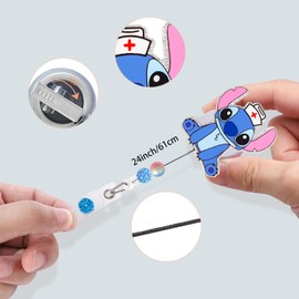 Horee Nurse Badge Reel, Cute Badge Holder Retractable with ID Clip for Nurse Accessories for Work, Funny RN Badge Holder Reels with Swivel Alligator Clip (Nurses Blue)