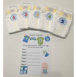 Rainbow Sensation Dirty Nappy Baby Shower Game 10 20 30 Players Girl Boy Neutral Game Prize (20 Players, Blue - Boy)
