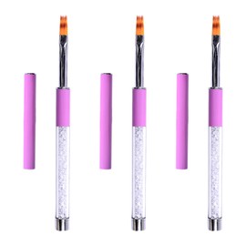 Qiyuda 3pcs Ombre Nail Brush Art, Gel Builder Brushes with Rhinestone Handle