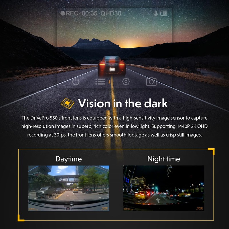 Transcend 64GB, Dual 2K+1080P Dash Cam Front and Rear Inside,