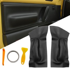 GXARTS 2Pcs Door Panel Insert Cards Cover Fit for Volkswagen Beetle 1998-2010, Black Synthetic PU Leather Interior Door Panels, Left Driver & Right Passenger Side