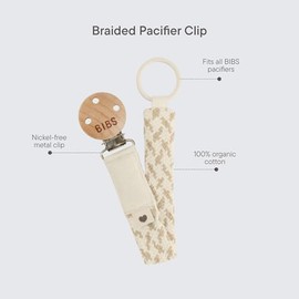 BIBS Pacifier Clip Braided Dusty Pink/Baby Pink