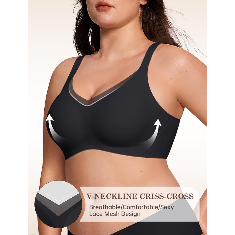 LetsJoli Lace V Seamless Bras for Women No Underwire Bralettes