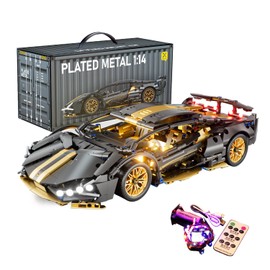 Chodia Sport Race Car Building Block Sets for Adults Boys,Black Technical Racing Supercar Toys Kits with LED Light Collectible 1:14 MOC Model Construction Birthday Gifts for Teens Age 8-12 8-14,14+