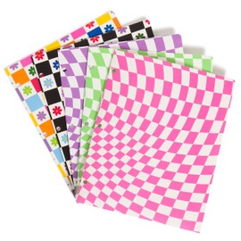 U Brands 70s Floral Check 2-Pocket Folder Set, Poly, Assorted Colors and Patterns, 3-Hole Punched, 10 Pieces