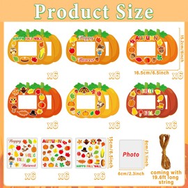 Qyeahkj 36 Sets Fall Craft for Kids DIY Autumn Pumpkin Picture Frame Craft Kit with Easel Fun Thanksgiving Photo Frame Craft and Arts Kit for Home Class Kindergarten Party Art Activity
