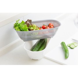 Kokubo KK-304 Long Colander & Bowl Set, Gray