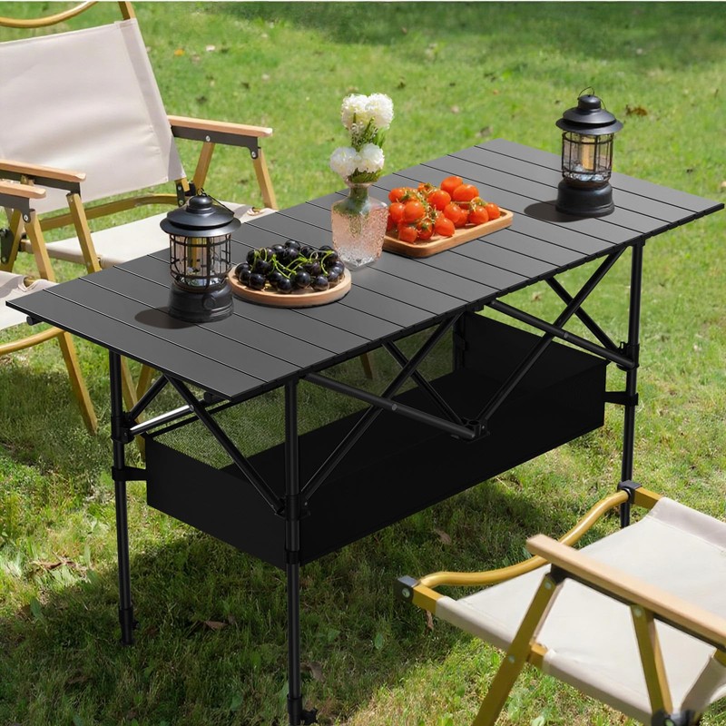 Hsundries Folding Camping Table,Portable Roll-up Picnic Table with Carry Bag