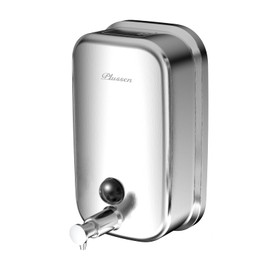 PLUSSEN Soap Dispenser Wall Mount 304 Stainless Steel Commercial Hand Soap Dispenser, Manual Liquid Soap Dispenser for Bathroom,Vertical-1000ml