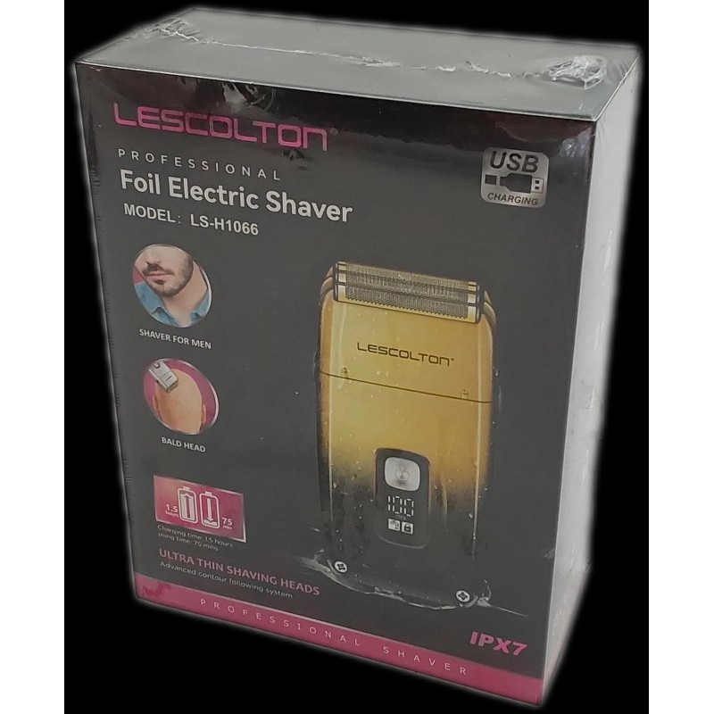 LESCOLTON LS-H1066 Professional Foil Electric Cordless Shaver Wet/Dry Black