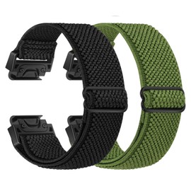 XANS Elastic Bracelet Compatible with Garmin Fenix 8 51 mm/Fenix 7x/7x Pro/Fenix 6x/6x Pro/Fenix 5x/5x Plus/Fenix 3/3 HR, 26 mm Nylon Watch Strap for Garmin Enduro 2/Instinct 2X/Descent MK1/MK2